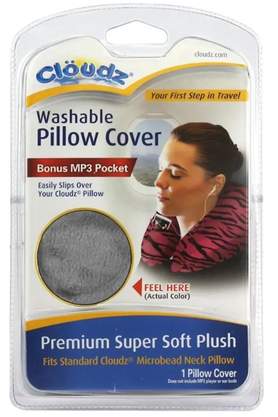 Washable Travel Neck Pillow Cover  (Cover Only)- Grey